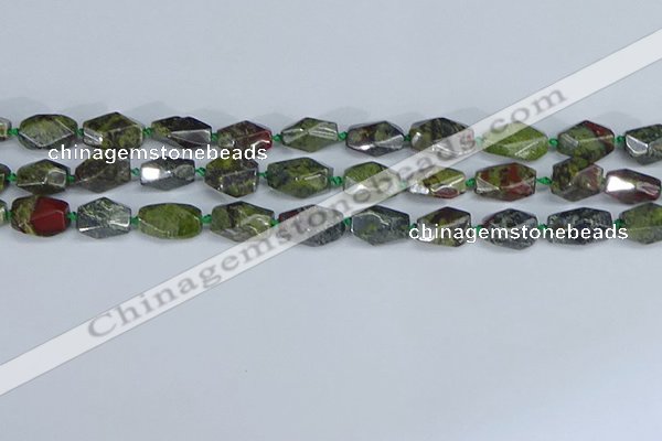 CNG7141 6*10mm - 10*14mm faceted nuggets dragon blood jasper beads