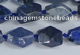 CNG7142 6*10mm - 10*14mm faceted nuggets blue dumortierite beads