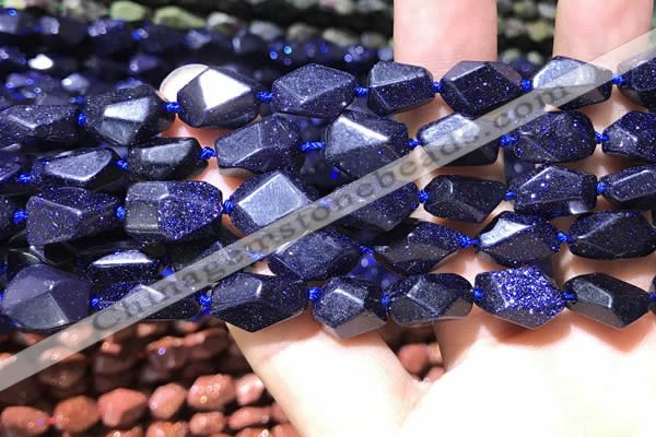 CNG7143 15.5 inches 6*10mm - 10*14mm faceted nuggets blue glodstone beads