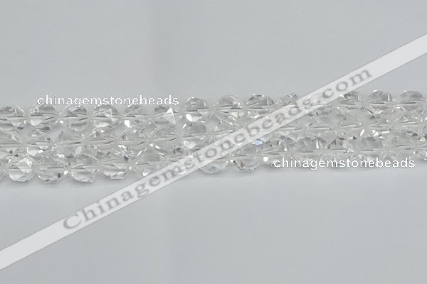 CNG7212 15.5 inches 10mm faceted nuggets white crystal beads