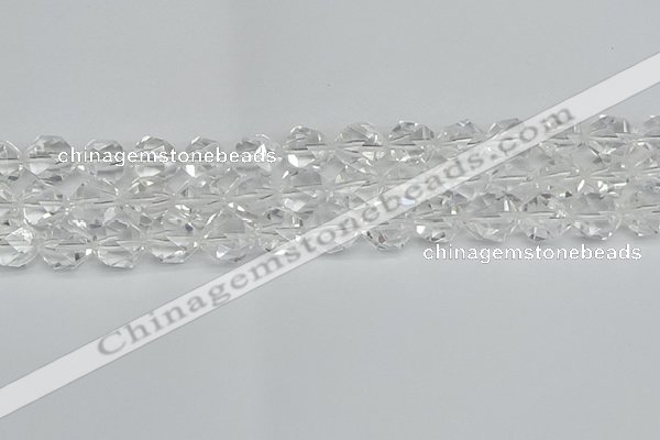 CNG7213 15.5 inches 12mm faceted nuggets white crystal beads