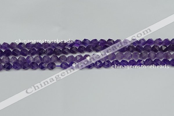CNG7220 15.5 inches 6mm faceted nuggets amethyst gemstone beads