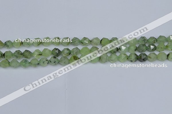 CNG7240 15.5 inches 6mm faceted nuggets green rutilated quartz beads