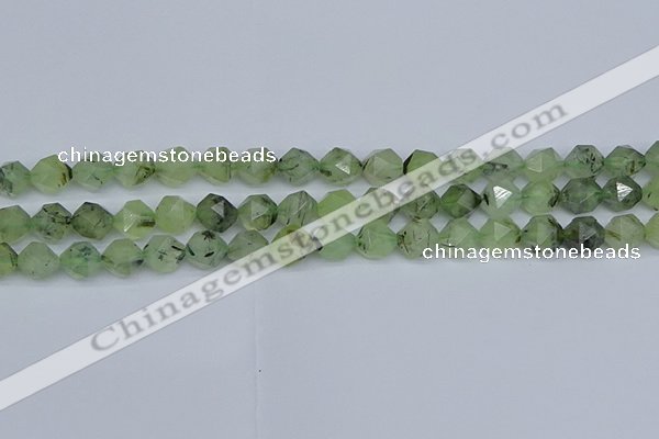 CNG7241 15.5 inches 8mm faceted nuggets green rutilated quartz beads