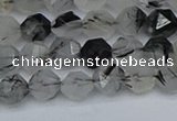 CNG7245 15.5 inches 6mm faceted nuggets black rutilated quartz beads