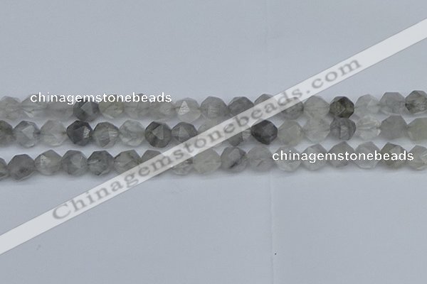 CNG7251 15.5 inches 8mm faceted nuggets cloudy quartz beads