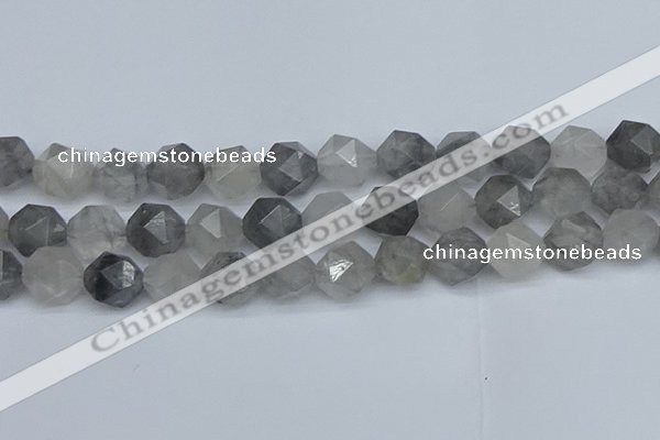 CNG7253 15.5 inches 12mm faceted nuggets cloudy quartz beads