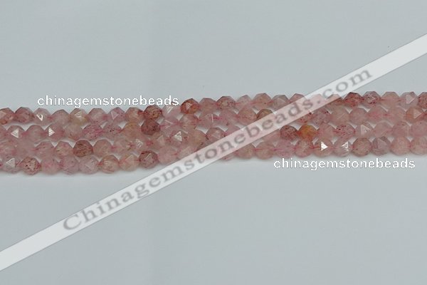 CNG7255 15.5 inches 6mm faceted nuggets strawberry quartz beads