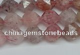 CNG7256 15.5 inches 8mm faceted nuggets strawberry quartz beads