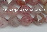 CNG7257 15.5 inches 10mm faceted nuggets strawberry quartz beads