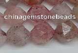 CNG7258 15.5 inches 12mm faceted nuggets strawberry quartz beads