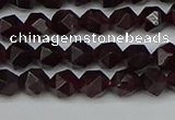 CNG7275 15.5 inches 6mm faceted nuggets red garnet beads