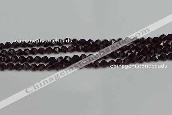 CNG7275 15.5 inches 6mm faceted nuggets red garnet beads