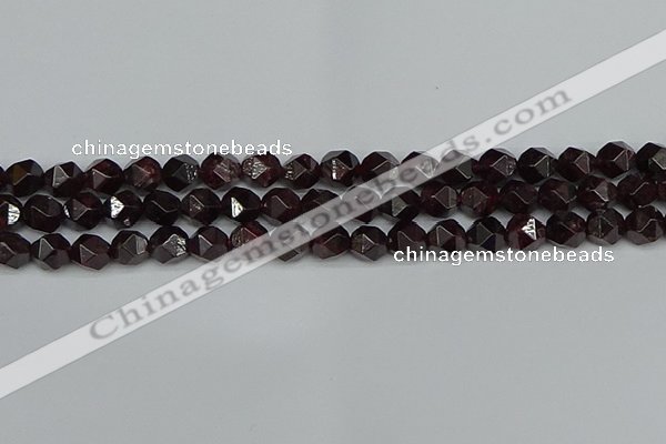 CNG7276 15.5 inches 8mm faceted nuggets red garnet beads