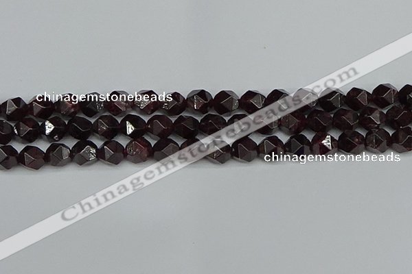 CNG7277 15.5 inches 10mm faceted nuggets red garnet beads
