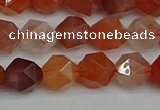 CNG7281 15.5 inches 8mm faceted nuggets red rabbit hair quartz beads