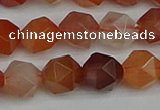 CNG7282 15.5 inches 10mm faceted nuggets red rabbit hair quartz beads