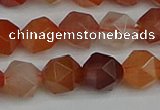 CNG7282 15.5 inches 10mm faceted nuggets red rabbit hair quartz beads