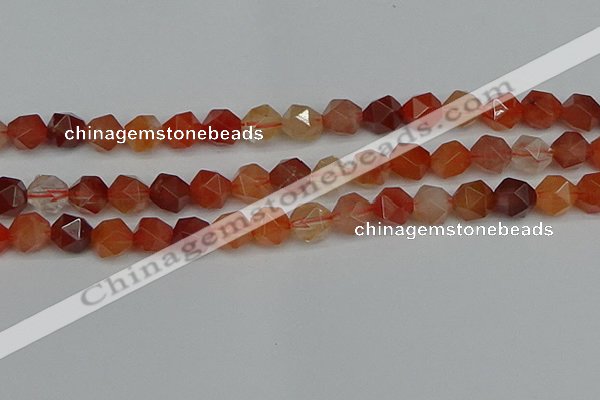 CNG7283 15.5 inches 12mm faceted nuggets red rabbit hair quartz beads