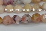 CNG7300 15.5 inches 6mm faceted nuggets pink opal gemstone beads