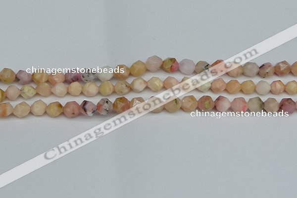 CNG7300 15.5 inches 6mm faceted nuggets pink opal gemstone beads