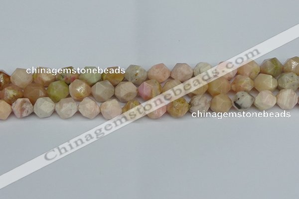 CNG7302 15.5 inches 10mm faceted nuggets pink opal gemstone beads