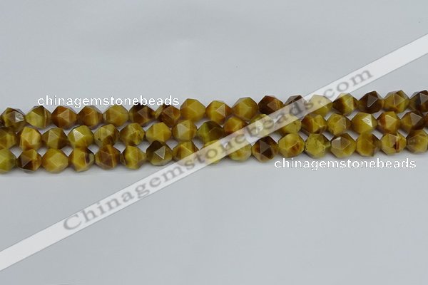 CNG7306 15.5 inches 8mm faceted nuggets golden tiger eye beads