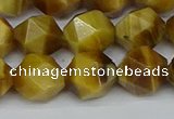 CNG7308 15.5 inches 12mm faceted nuggets golden tiger eye beads