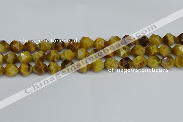 CNG7308 15.5 inches 12mm faceted nuggets golden tiger eye beads