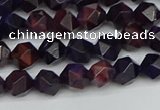 CNG7315 15.5 inches 6mm faceted nuggets purple tiger eye beads