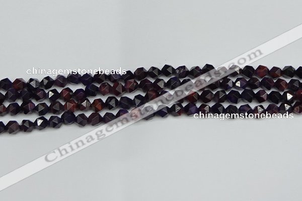 CNG7315 15.5 inches 6mm faceted nuggets purple tiger eye beads