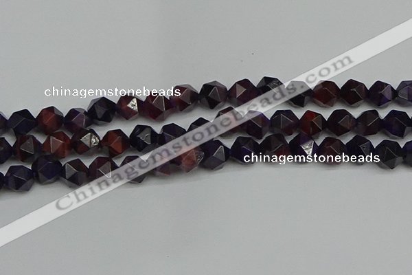 CNG7317 15.5 inches 10mm faceted nuggets purple tiger eye beads