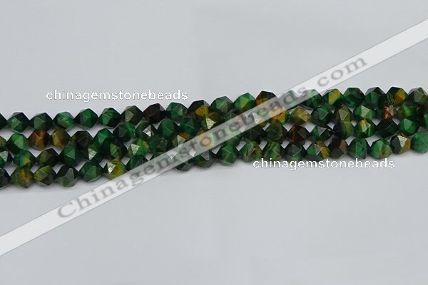 CNG7325 15.5 inches 6mm faceted nuggets green tiger eye beads