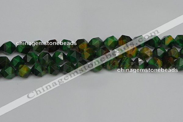 CNG7327 15.5 inches 10mm faceted nuggets green tiger eye beads