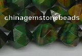 CNG7328 15.5 inches 12mm faceted nuggets green tiger eye beads