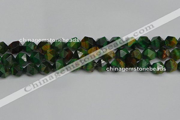 CNG7328 15.5 inches 12mm faceted nuggets green tiger eye beads