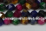 CNG7330 15.5 inches 6mm faceted nuggets mixed tiger eye beads