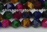 CNG7331 15.5 inches 8mm faceted nuggets mixed tiger eye beads