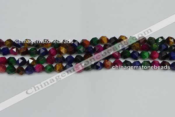 CNG7331 15.5 inches 8mm faceted nuggets mixed tiger eye beads