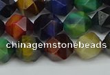 CNG7332 15.5 inches 10mm faceted nuggets mixed tiger eye beads