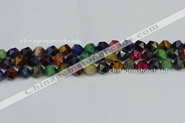 CNG7332 15.5 inches 10mm faceted nuggets mixed tiger eye beads