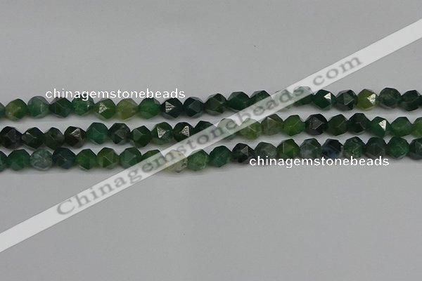 CNG7336 15.5 inches 8mm faceted nuggets moss agate beads