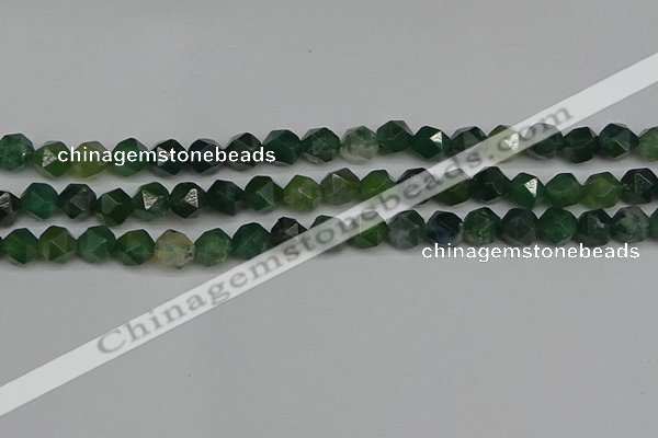 CNG7337 15.5 inches 10mm faceted nuggets moss agate beads