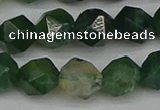 CNG7338 15.5 inches 12mm faceted nuggets moss agate beads