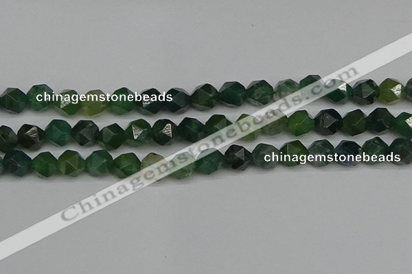 CNG7338 15.5 inches 12mm faceted nuggets moss agate beads