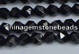 CNG7350 15.5 inches 6mm faceted nuggets Black agate beads