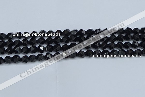 CNG7351 15.5 inches 8mm faceted nuggets Black agate beads