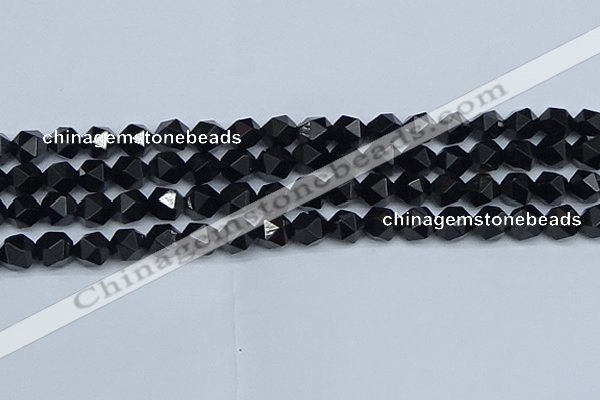 CNG7352 15.5 inches 10mm faceted nuggets Black agate beads