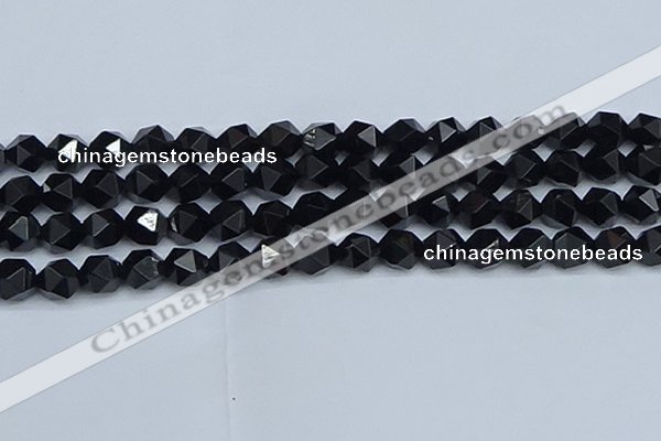 CNG7353 15.5 inches 12mm faceted nuggets Black agate beads