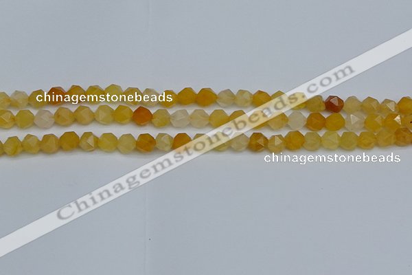 CNG7355 15.5 inches 6mm faceted nuggets yellow jade beads